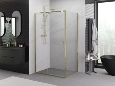 Mexen Exo cabine de douche pivotante 140 x 85 cm, transparent, or - 819-140-085-50-00