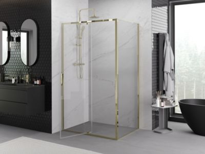 Mexen Exo cabine de douche pivotante 140 x 85 cm, transparent, or - 819-140-085-50-00