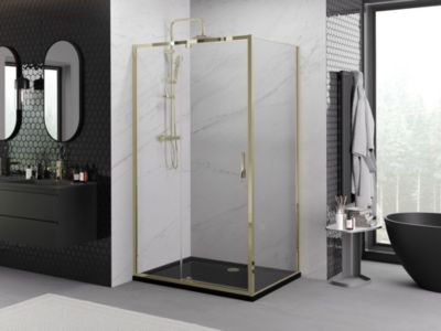 Mexen Exo cabine de douche pivotante 140 x 85 cm, transparent, or - 819-140-085-50-00
