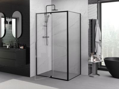 Mexen Exo cabine de douche pivotante 160 x 95 cm, transparente, noire - 819-160-095-70-00