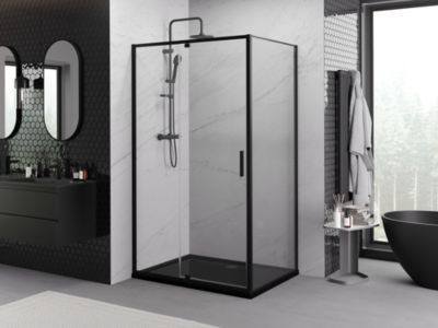 Mexen Exo cabine de douche pivotante 160 x 95 cm, transparente, noire - 819-160-095-70-00
