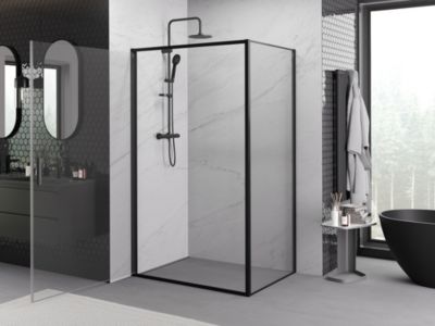 Mexen Exo cabine de douche pivotante 75 x 85 cm, transparente, noire - 817-075-085-70-00