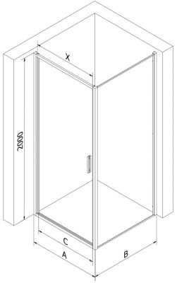 Mexen Exo cabine de douche pivotante 75 x 85 cm, transparente, noire - 817-075-085-70-00