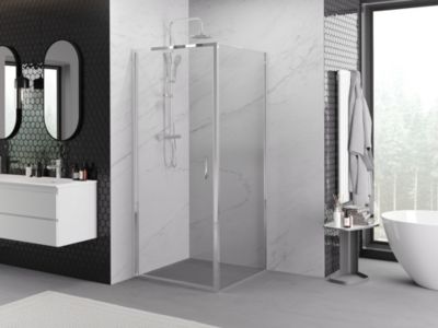 Mexen Exo cabine de douche pivotante 90 x 90 cm, transparente, chrome - 817-090-090-01-00