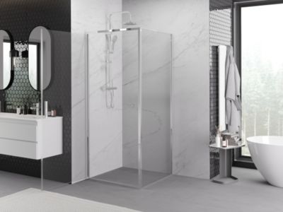 Mexen Exo cabine de douche pivotante 90 x 90 cm, transparente, chrome - 817-090-090-01-00