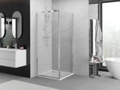 Mexen Exo cabine de douche pivotante 90 x 90 cm, transparente, chrome - 817-090-090-01-00