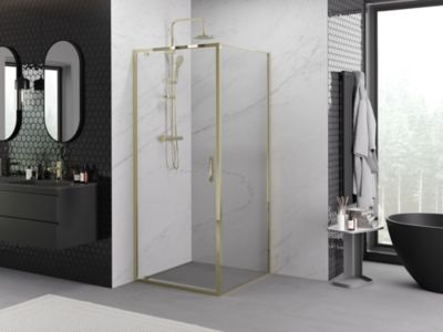 Mexen Exo cabine de douche pivotante 95 x 95 cm, transparent, or - 8181-095-095-50-00