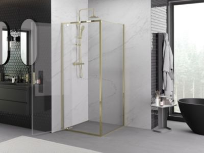 Mexen Exo cabine de douche pivotante 95 x 95 cm, transparent, or - 8181-095-095-50-00