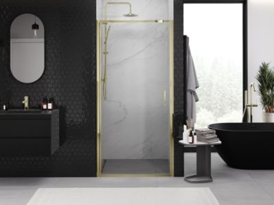 Mexen Exo porte de douche pivotante 100 cm, transparent, doré - 817-100-000-50-00