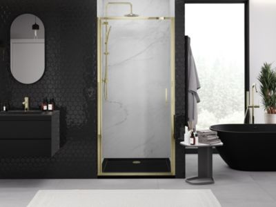 Mexen Exo porte de douche pivotante 100 cm, transparent, doré - 817-100-000-50-00