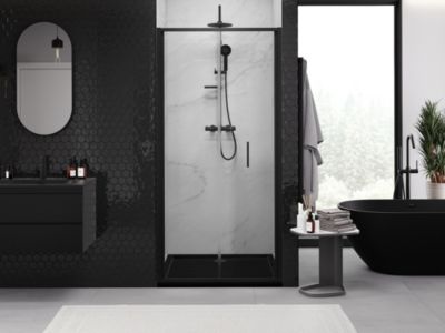 Mexen Exo portes de douche pliantes 100 cm, transparentes, noires - 816-100-000-70-00