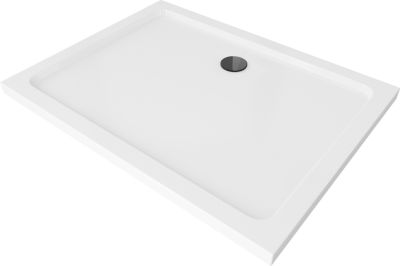 Mexen Flat receveur de douche rectangulaire slim 120 x 80 cm, blanc, siphon noir - 40108012B
