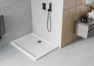Mexen Flat receveur de douche rectangulaire slim 120 x 80 cm, blanc, siphon noir - 40108012B