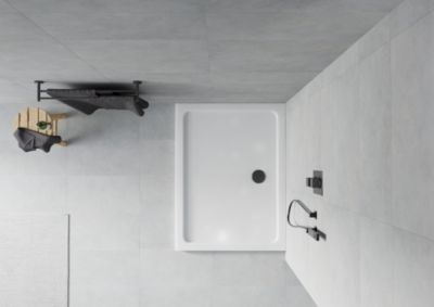 Mexen Flat receveur de douche rectangulaire slim 120 x 80 cm, blanc, siphon noir - 40108012B