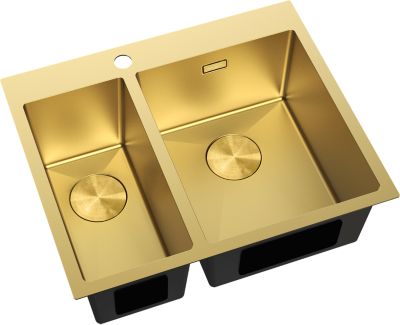 Mexen Flexo évier en acier inoxydable 1,5 cuves 610 x 510 mm, doré - 6446611500-55