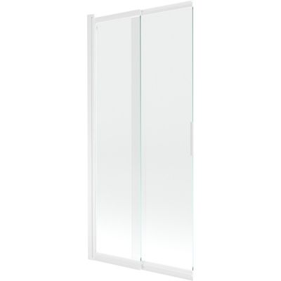 Mexen Fox paroi de baignoire à 2 volets coulissants 85 x 150 cm, transparent, blanc - 891-085-002-20-00