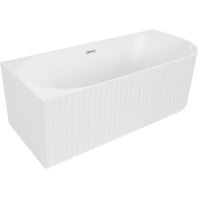 Mexen Gia baignoire autoportante d'angle rainurée gauche 150 x 75 cm, blanc mat, trop-plein chromé - 52701507501L-01