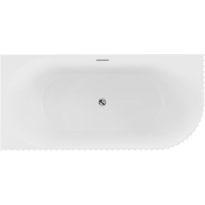 Mexen Gia baignoire autoportante d'angle rainurée gauche 150 x 75 cm, blanc mat, trop-plein chromé - 52701507501L-01
