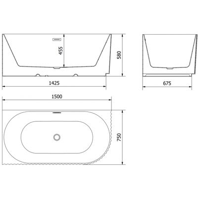 Mexen Gia baignoire autoportante d'angle rainurée gauche 150 x 75 cm, blanc mat, trop-plein chromé - 52701507501L-01