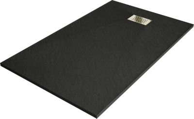 Mexen Hugo receveur de douche rectangulaire SMC 150 x 80 cm, noir, cache doré - 42708015-G