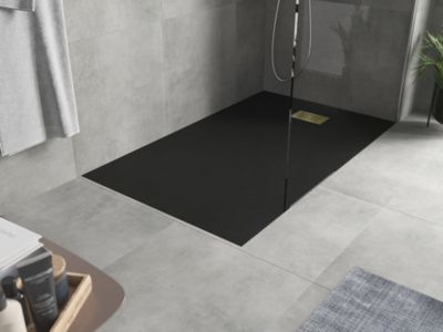 Mexen Hugo receveur de douche rectangulaire SMC 150 x 80 cm, noir, cache doré - 42708015-G