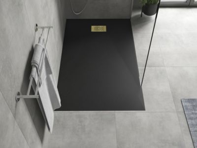 Mexen Hugo receveur de douche rectangulaire SMC 150 x 80 cm, noir, cache doré - 42708015-G