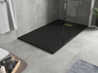 Mexen Hugo receveur de douche rectangulaire SMC 150 x 80 cm, noir, cache doré - 42708015-G