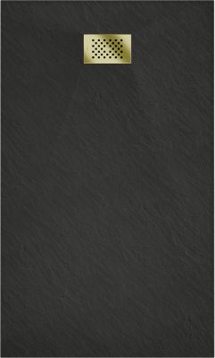 Mexen Hugo receveur de douche rectangulaire SMC 150 x 80 cm, noir, cache doré - 42708015-G
