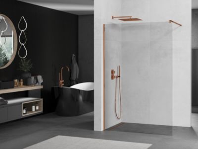 Mexen Kioto cloison de douche Walk-in 70 x 200 cm, transparent 8 mm, or rose - 800-070-101-60-00
