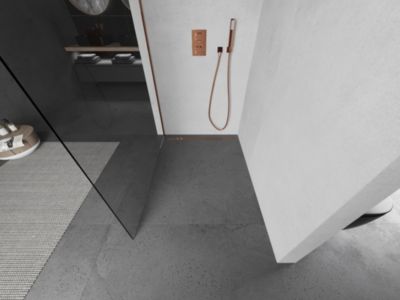 Mexen Kioto cloison de douche Walk-in 70 x 200 cm, transparent 8 mm, or rose - 800-070-101-60-00