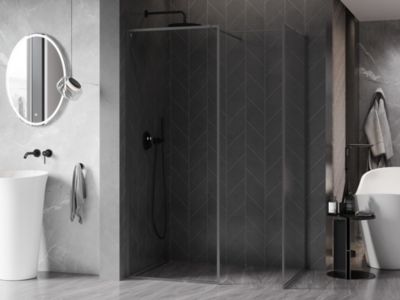 Mexen Kioto-F Cloison de douche Walk-in avec cadre 180 x 85 cm, transparent 8 mm, métal canon - 800-180-202-04-95-085