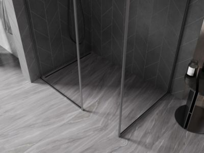 Mexen Kioto-F Cloison de douche Walk-in avec cadre 180 x 85 cm, transparent 8 mm, métal canon - 800-180-202-04-95-085