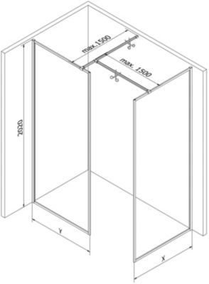 Mexen Kioto-F Cloison de douche Walk-in avec cadre 180 x 85 cm, transparent 8 mm, métal canon - 800-180-202-04-95-085