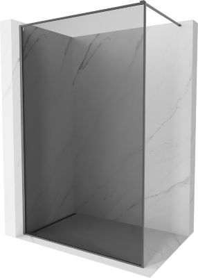 Mexen Kioto-F paroi de douche Walk-in avec cadre 120 x 202 cm, graphite 8 mm, métal à canon - 800-120-104-95-40