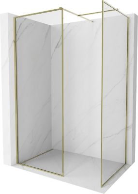 Mexen Kioto-F paroi de douche Walk-in avec cadre 135 x 100 cm, transparent 8 mm, doré - 800-135-202-04-50-100