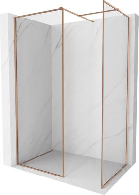 Mexen Kioto-F paroi de douche Walk-in avec cadre 150 x 115 cm, transparent 8 mm, cuivre brossé - 800-150-202-04-65-115