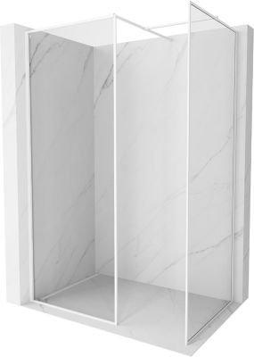 Mexen Kioto-F paroi de douche Walk-in avec cadre 180 x 120 cm, transparent 8 mm, blanc - 800-180-202-04-20-120