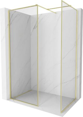 Mexen Kioto-F Paroi de douche Walk-in avec cadre 80 x 80 cm, transparent 8 mm, or brossé - 800-080-202-04-55-080