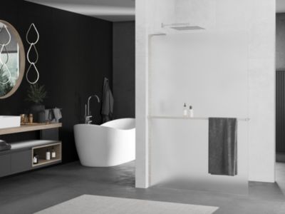 Mexen Kioto+ L cloison de douche avec étagère Walk-in 90 x 200 cm, givre, nickel brossé - 800-090-123-97-30