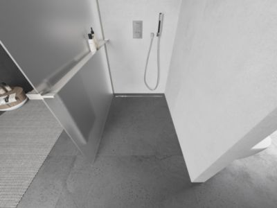 Mexen Kioto+ L cloison de douche avec étagère Walk-in 90 x 200 cm, givre, nickel brossé - 800-090-123-97-30