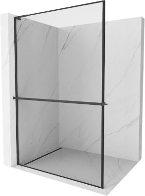 Mexen Kioto+ L paroi de douche avec étagère Walk-in 110 x 200 cm, cadre noir, noir - 800-110-123-70-70