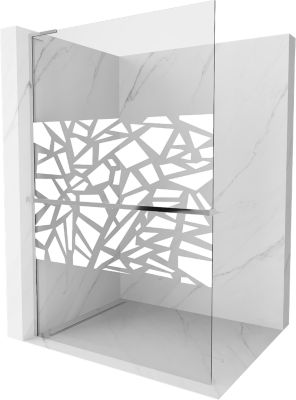 Mexen Kioto+ L paroi de douche avec étagère Walk-in 110 x 200 cm, motif blanc, chrome - 800-110-123-01-85