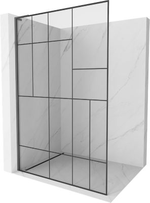 Mexen Kioto L paroi de douche Walk-in 100 x 200 cm, motif noir, métal canon - 800-100-103-95-78