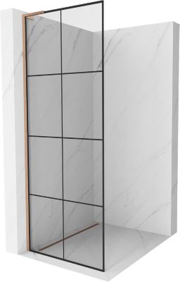 Mexen Kioto L paroi de douche Walk-in 90 x 200 cm, grille noire, cuivre brossé - 800-090-103-65-77