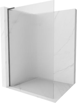 Mexen Kioto L paroi de douche Walk-in 90 x 200 cm, stries, gris canon brossé - 800-090-103-66-09