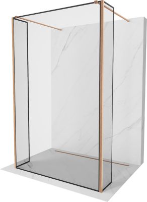 Mexen Kioto Paroi de douche autoportante 110 x 30 x 30 cm, cadre noir, cuivre brossé - 800-110-030-222-65-70-030