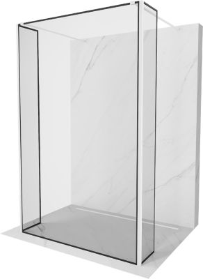 Mexen Kioto paroi de douche autoportante 120 x 30 x 30 cm, cadre noir, blanc - 800-120-030-222-20-70-030