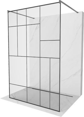 Mexen Kioto paroi de douche autoportante 130 x 200 cm, motif noir 8 mm, gun gray brossé - 800-130-002-66-78