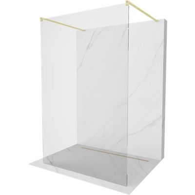 Mexen Kioto paroi de douche autoportante 145 x 200 cm, transparent 8 mm, or brossé - 800-145-002-55-00