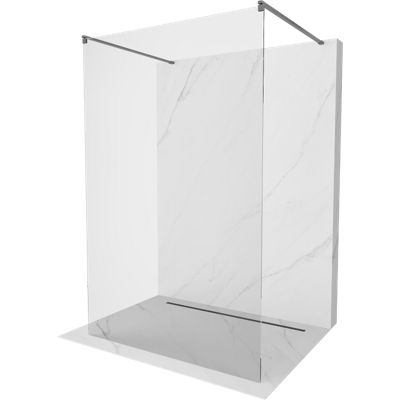 Mexen Kioto paroi de douche autoportante 155 x 200 cm, transparent 8 mm, gris canon brossé - 800-155-002-66-00